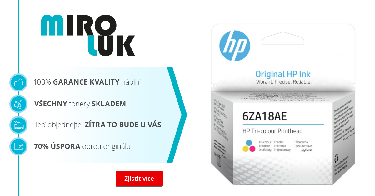 Originální tisková hlava HP 6ZA18AE (Barevná) - cartridge skladem | Miroluk