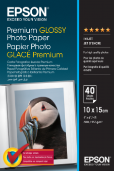 Fotopapr 10x15cm Epson Premium Glossy, 40 list, 255 g/m², leskl, bl, inkoustov (C13S042153)