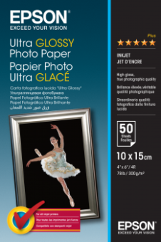 Fotopapr 10x15cm Epson Ultra Glossy, 50 list, 300 g/m², leskl, bl, inkoustov (C13S041943)