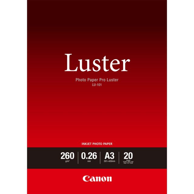 Fotopapír A3 Canon Luster, 20 listů, 260 g/m², lesklý, bílý, inkoustový (LU-101)