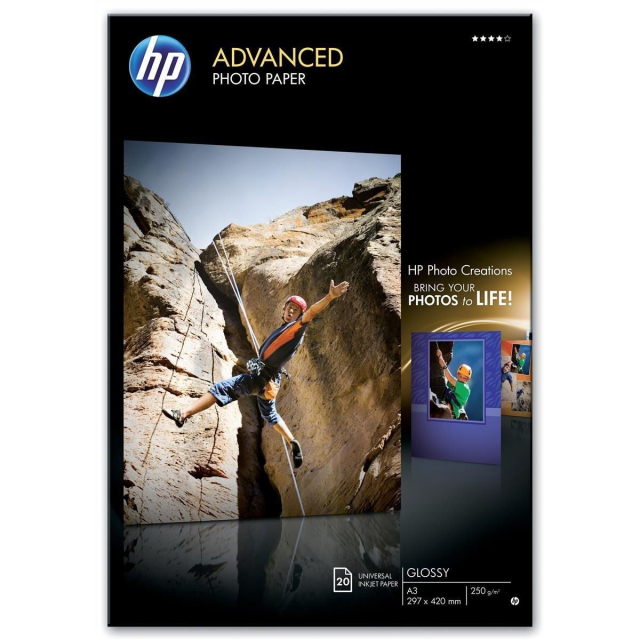 Fotopapír A3 HP Advanced Glossy, 20 listů, 250 g/m², lesklý (Q8697A)