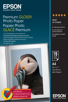 Fotopapír A4 Epson Premium Glossy, 15 listů, 255 g/m², lesklý, bílý, inkoustový (C13S042155)