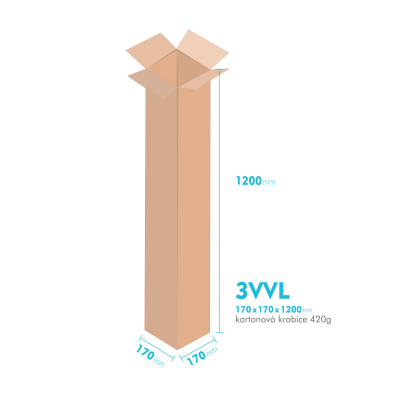 Kartonov krabice 3VVL - 170x170x1200mm - vnitn 165x165x1190mm