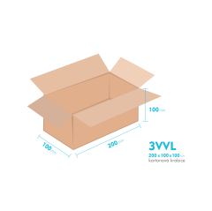 Kartonové krabice 3VVL - 200x100x100mm - vnitřní 195x95x90mm