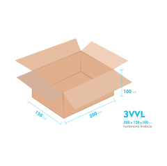 Kartonové krabice 3VVL - 200x150x100mm - vnitřní 195x145x90mm