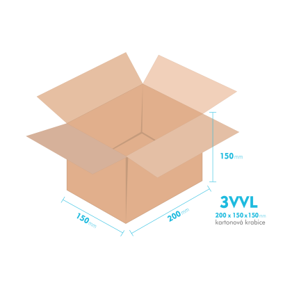 Kartonové krabice 3VVL - 200x150x150mm - vnitřní 195x145x140mm