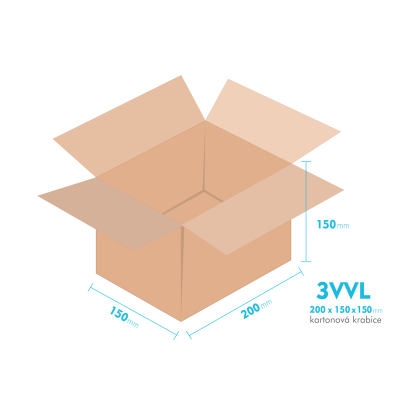 Kartonov krabice 3VVL - 200x150x150mm - vnitn 195x145x140mm