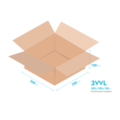 Kartonové krabice 3VVL - 200x200x100mm - vnitřní 195x195x90mm