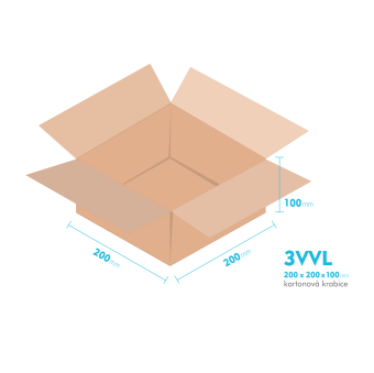 Kartonov krabice 3VVL - 200x200x100mm - vnitn 195x195x90mm