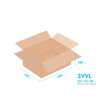 Kartonové krabice 3VVL - 220x160x100mm - vnitřní 215x155x90mm