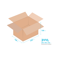 Kartonová krabice 3VVL - 220x160x150mm - vnitřní 215x155x140mm