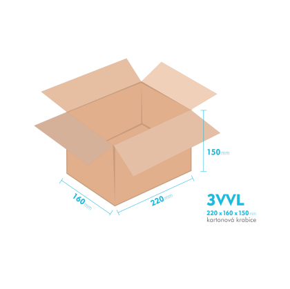 Kartonov krabice 3VVL - 220x160x150mm - vnitn 215x155x140mm