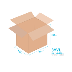Kartonové krabice 3VVL - 220x160x200mm - vnitřní 215x155x190mm