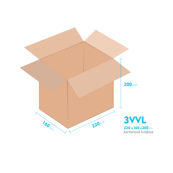 Kartonov krabice 3VVL - 220x160x200mm - vnitn 215x155x190mm