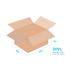 Kartonov krabice 3VVL - 250x200x150mm - vnitn 245x195x140mm