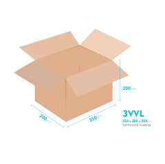 Kartonové krabice 3VVL - 250x200x200mm - vnitřní 245x195x190mm