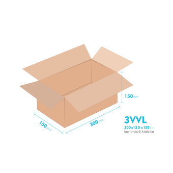 Kartonové krabice 3VVL - 300x150x150mm - vnitřní 295x145x140mm