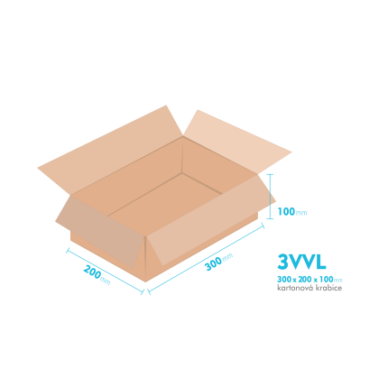 Kartonov krabice 3VVL - 300x200x100mm - vnitn 295x195x90mm