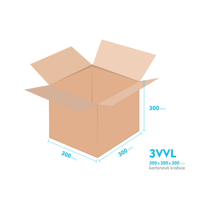 Kartonové krabice 3VVL - 300x300x300mm - vnitřní 295x295x290mm