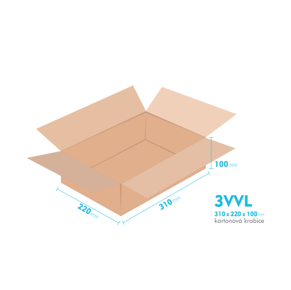 Kartonové krabice 3VVL - 310x220x100mm - vnitřní 305x215x90mm
