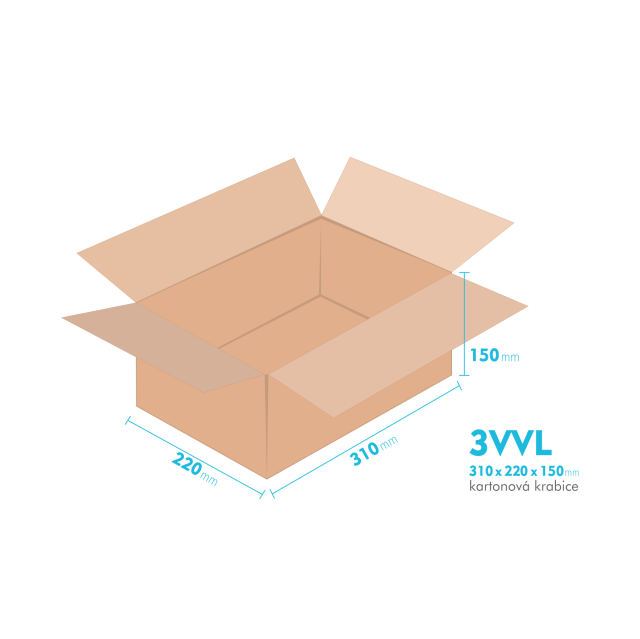 Kartonové krabice 3VVL - 310x220x150mm - vnitřní 305x215x140mm
