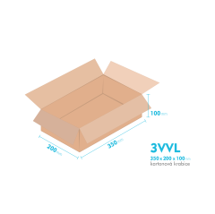 Kartonové krabice 3VVL - 350x200x100mm - vnitřní 345x195x90mm