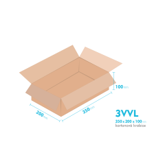 Kartonov krabice 3VVL - 350x200x100mm - vnitn 345x195x90mm