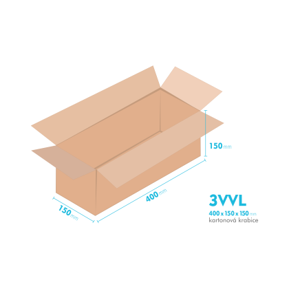 Kartonové krabice 3VVL - 400x150x150mm - vnitřní 395x145x140mm