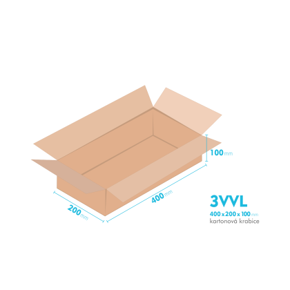 Kartonov krabice 3VVL - 400x200x100mm - vnitn 395x195x90mm