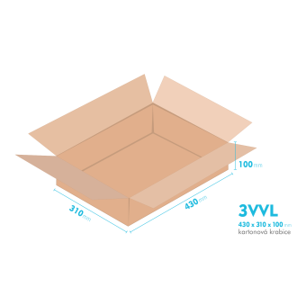 Kartonov krabice 3VVL - 430x310x100mm - vnitn 425x305x90mm