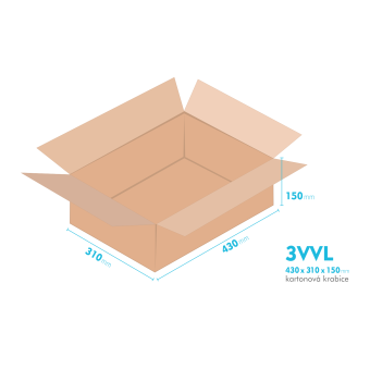 Kartonov krabice 3VVL - 430x310x150mm - vnitn 425x305x140mm