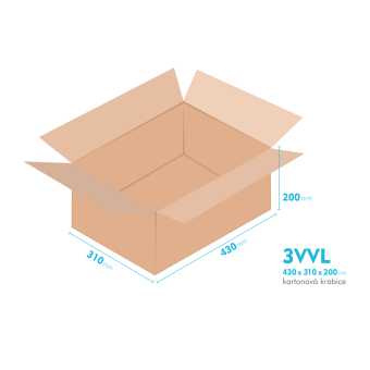 Kartonov krabice 3VVL - 430x310x200mm - vnitn 425x305x190mm