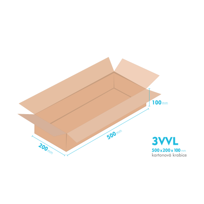 Kartonov krabice 3VVL - 500x200x100mm - vnitn 495x195x90mm