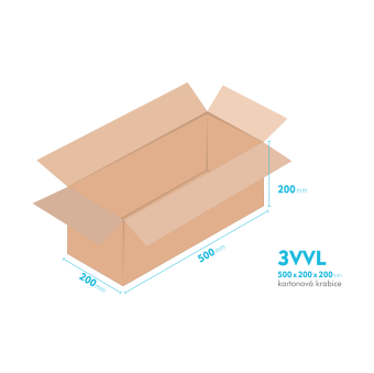 Kartonov krabice 3VVL - 500x200x200mm - vnitn 495x195x190mm