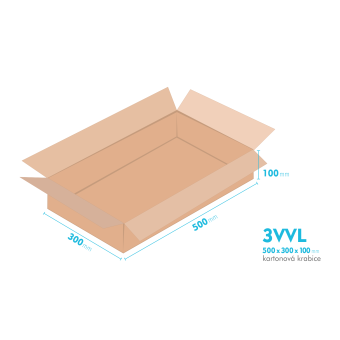 Kartonov krabice 3VVL - 500x300x100mm - vnitn 495x295x90mm