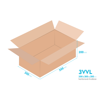 Kartonov krabice 3VVL - 500x300x200mm - vnitn 495x295x190mm