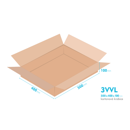 Kartonov krabice 3VVL - 500x400x100mm - vnitn 495x395x90mm