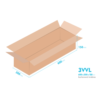Kartonov krabice 3VVL - 600x200x150mm - vnitn 595x195x140mm