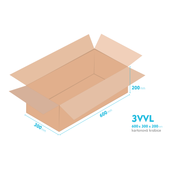 Kartonov krabice 3VVL - 600x300x200mm - vnitn 595x295x190mm