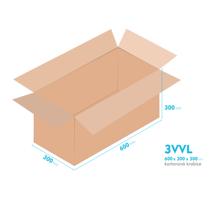 Kartonov krabice 3VVL - 600x300x300mm - vnitn 595x295x290mm