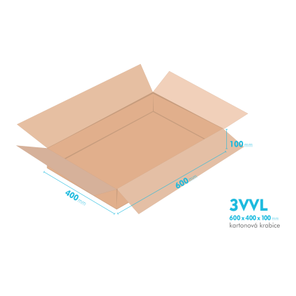Kartonov krabice 3VVL - 600x400x100mm - vnitn 595x395x90mm