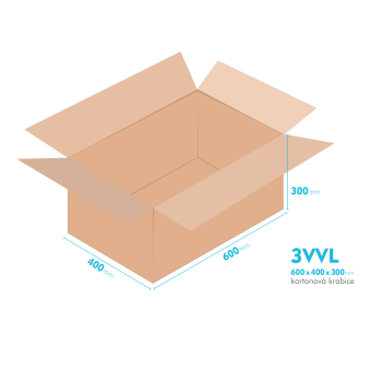 Kartonov krabice 3VVL - 600x400x300mm - vnitn 595x395x290mm