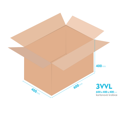 Kartonové krabice 3VVL - 600x400x400mm - vnitřní 595x395x390mm