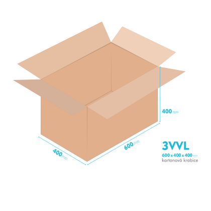 Kartonov krabice 3VVL - 600x400x400mm - vnitn 595x395x390mm