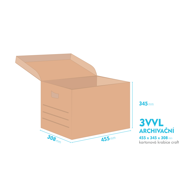 Archivační krabice - 455x345x308mm