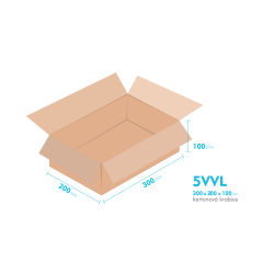 Kartonov krabice 5VVL - 300x200x100mm - vnitn 294x194x88mm