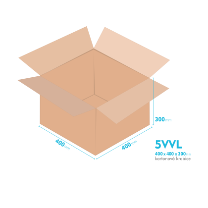 Kartonové krabice 5VVL - 400x400x300mm - vnitřní 394x394x288mm