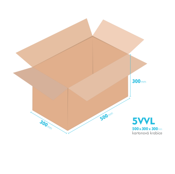 Kartonové krabice 5VVL - 500x300x300mm - vnitřní 494x294x288mm