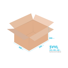 Kartonové krabice 5VVL - 500x400x300mm - vnitřní 494x394x288mm