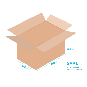 Kartonové krabice 5VVL - 600x400x400mm - vnitřní 594x394x388mm